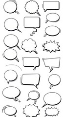 Fototapeta premium Collection of Diverse Comic Book Speech Bubbles and Thought Bubbles for Design Projects