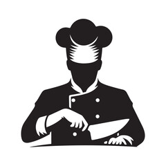 chef cooking vector silhouette clip art logo design illustration