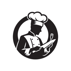 chef cooking vector silhouette clip art logo design illustration