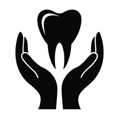 Black Hands Holding Tooth