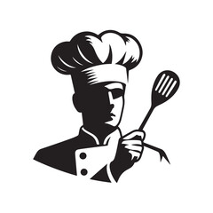 chef cooking vector silhouette clip art logo design illustration