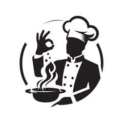 chef cooking vector silhouette clip art logo design illustration