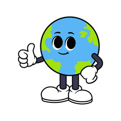 Vector Globe Character Thumbs Up