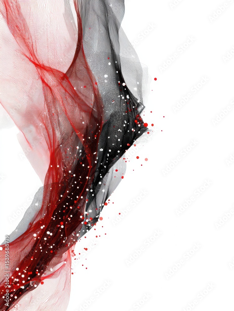 Aufkleber red and black electric wave creates dynamic motion against a white background in abstract artistic e