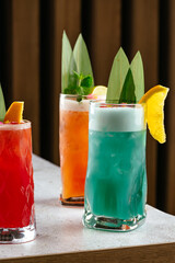 cocktail selection at the bar