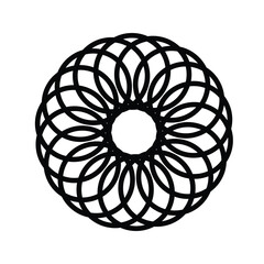 An elegant mandala design featuring intricate interlocking loops in a circular, symmetrical floral pattern, perfect for luxury branding, décor, or digital art inspiration.