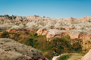 Colorful hills, layered rock at Yellow Mounds, Badlands National Park