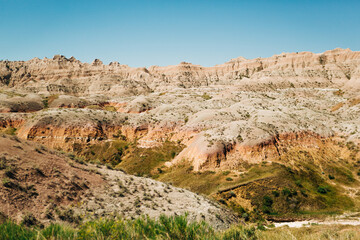 Fototapeta premium Colorful hills and rock layers, Yellow Mounds, Badlands National Park