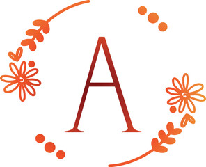 Floral monogram letter A design

