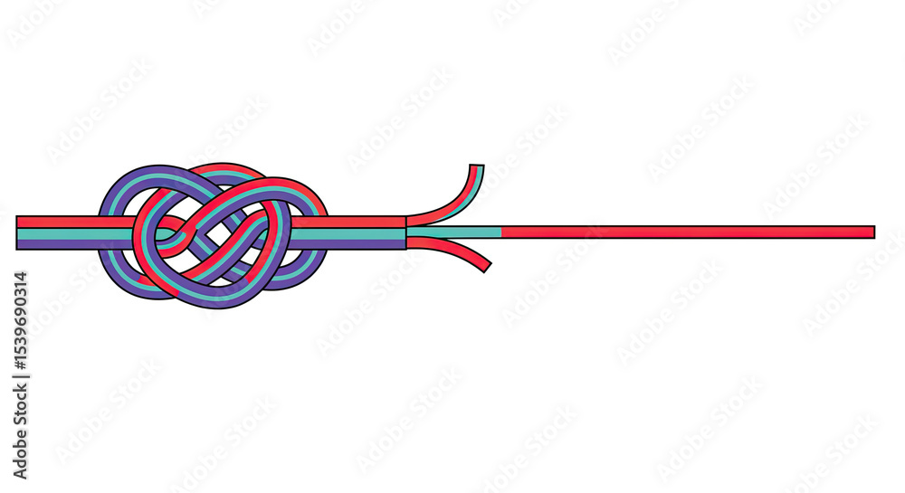 Poster Abstract illustration of a colorful tied knot design with multiple interconnected lines