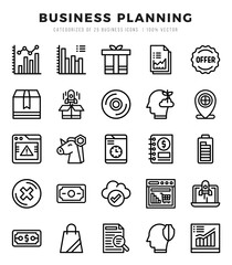 Set of 25 Business Planning Lineal Icons Pack.