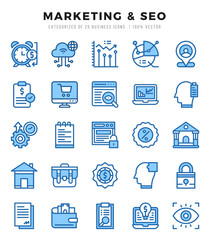 Marketing & SEO icons set. Collection of simple Two Color web icons.