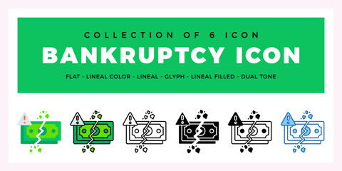 Pack of 6 Vector bankruptcy icon