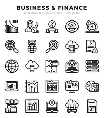 Vector Business & Finance types icon set in Lineal style. vector illustration.