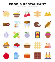 Food and Restaurant Icons Pack. Flat icons set. Flat icon collection set.