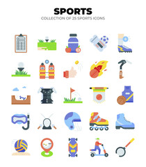 Collection of 25 Sport Icons. Flat Design Vector Graphics