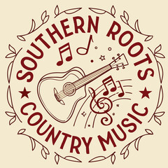 southern roots country music vintage retro logo design