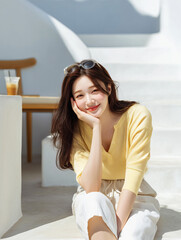 아름다운 여성, 여름 휴가와 라이프스타일

