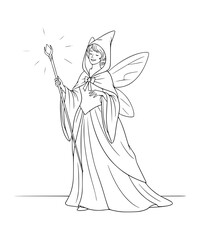 A fairy godmother with a glowing staff
