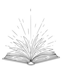 A magical book with light coming out