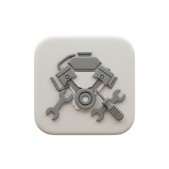 Naklejka premium 3D Engine Repair App Icon Design: Automotive Maintenance Symbol