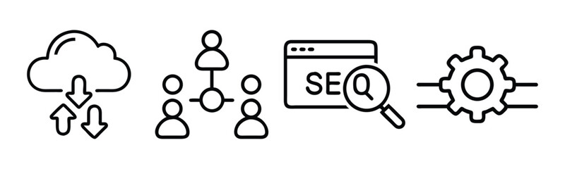 Clean & Modern Line Icon Bundle | Business, Productivity & Cloud Vector Set – Editable EPS