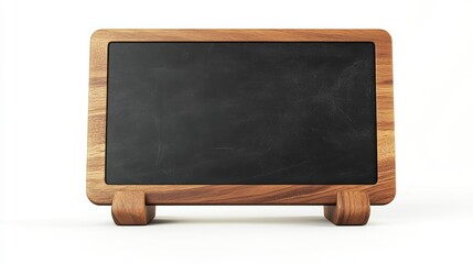 Blank wooden framed chalkboard isolated on white background.