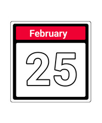 calendar icon february month date 25
