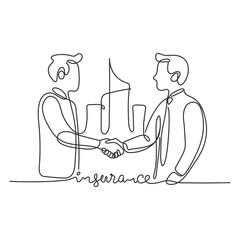One continuous line drawing of Handshake of two businessmen, partnership concept, shaking hands to seal a deal. Vector illustration business deal activity in simple linear style vector concept.