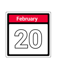 calendar icon february month date 20