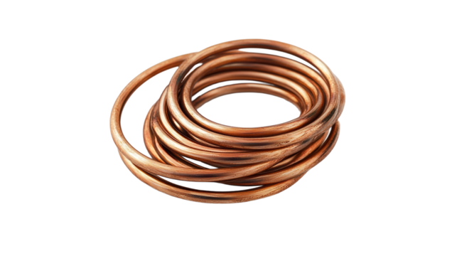 Broken copper coil isolated on white background, concept of isolate, no background   - Powered by Adobe