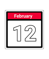 calendar icon february month date 12