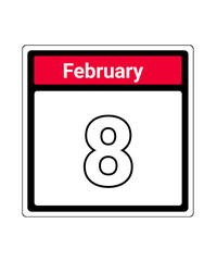 calendar icon february month date 8