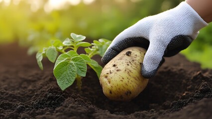 Harvesting fresh potatoes garden agriculture photography natural environment close-up sustainable farming practices