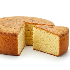 same tray with lid fully opened, cake texture shown , isolated on white background