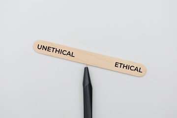 Balance between unethical vs ethical ethical weight moral concept Ethical behavior is the complete