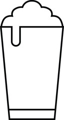 A black and white drawing of a cupcake with a handle and a bottle of ice cream