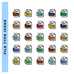 25 File Type Lineal Color icon pack. vector illustration.