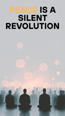 Meditative Crowd with Glowing Halos – Minimalist Symbol of Peace and Unity