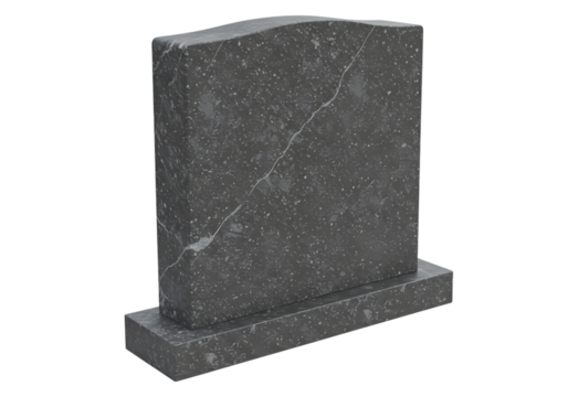 Dark Granite Headstone isolated on transparent baackground