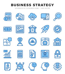 Business Strategy elements. Two Color web icon set. Simple vector illustration.