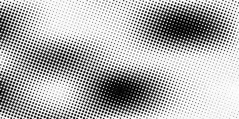 Halftone gradient. Dotted gradient, smooth dots spraying and halftones dot background seamless horizontal geometric pattern vector template set.