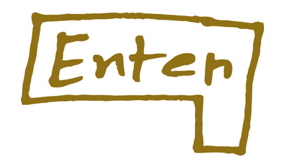 Enter Button Graphic with Rough Edges Design. Keyboard Key