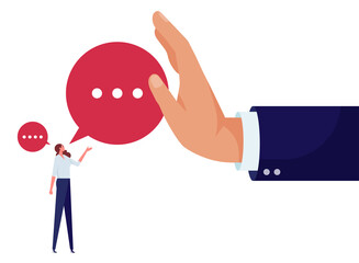 Deny request or manager decision authority, work conflict concept, rejection, say no or disapprove, disagreement, businessman hand reject or deny employee request