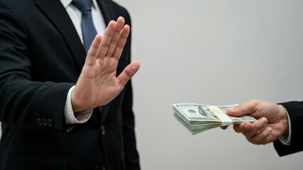 Rejecting Corruption: Businessman Declining Bribe