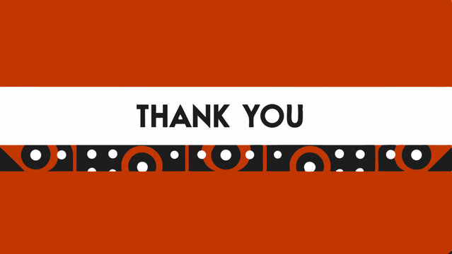 Creative thank you message on an orange background with black and white patterns