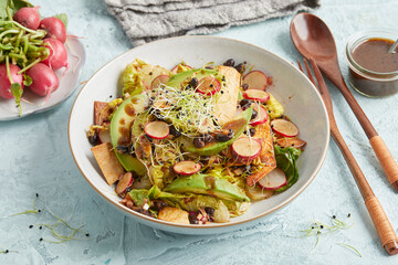 Vegan taco salad with avocado