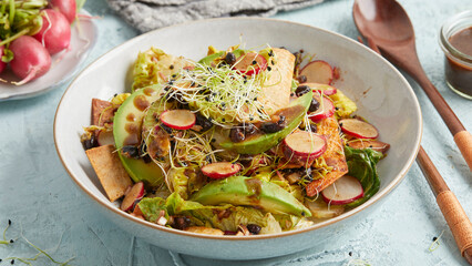 Vegan taco salad with avocado