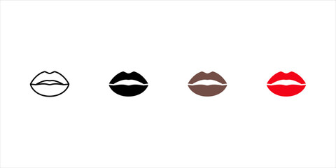 Lipstick kiss icon set. Vector linear icon isolated on white background.
