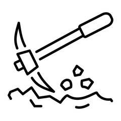 An outline style icon showing pickaxe